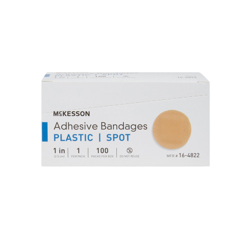 Adhesive Spot Bandage McKesson 1 Inch Plastic Round Tan Sterile 16-4822 Box of 100 16-4822 McKesson 466877_BX