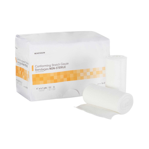Conforming Bandage McKesson 4 Inch x 4-1/10 Yard 12 per Pack NonSterile Roll Shape 16-013 Case of 96 16-013 McKesson 993034_CS