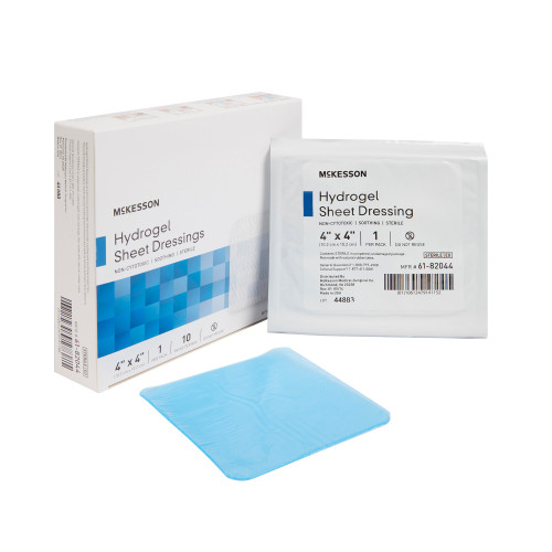 McKesson Hydrogel Wound Dressing Sheet 4 X 4 Inch Sterile, 61-82044, Box of 10