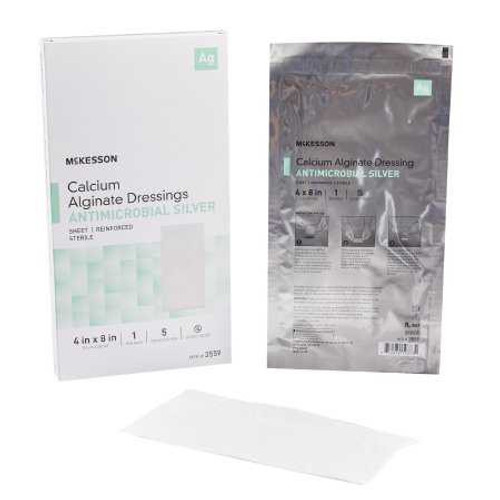 Silver Alginate Dressing McKesson 4 x 8 Inch Rectangle Sterile 3559 Box of 5 3559 McKesson 883257_BX
