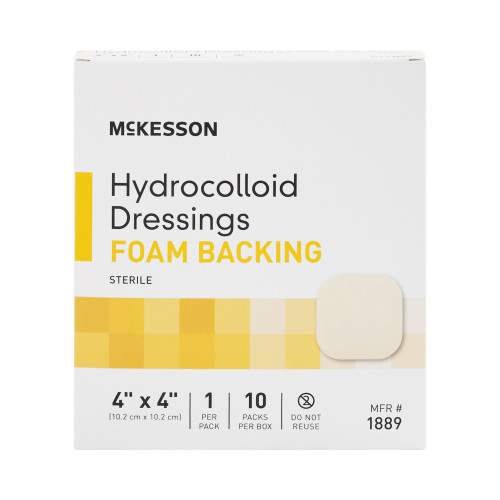 McKesson Hydrocolloid Dressing Foam Backing 4 X 4 Inch Square Hydrocolloid / Foam, 1889, Pack of 1