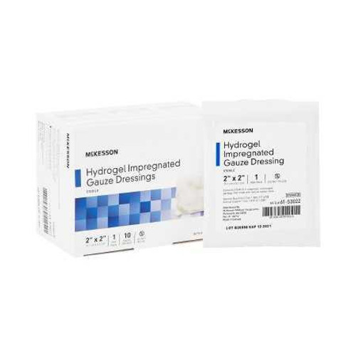 Hydrogel Wound Dressing McKesson Impregnated 2 x 2 Inch Impregnated Sterile 61-53022 Box of 10 61-53022 McKesson 488935_BX