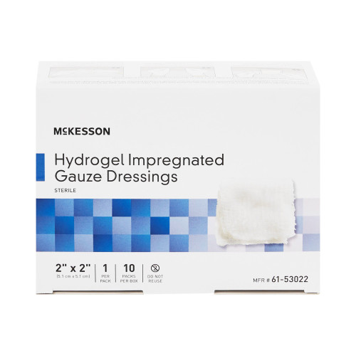 McKesson Hydrogel Wound Dressing Impregnated 2 X 2 Inch Sterile, 61-53022, Box of 10