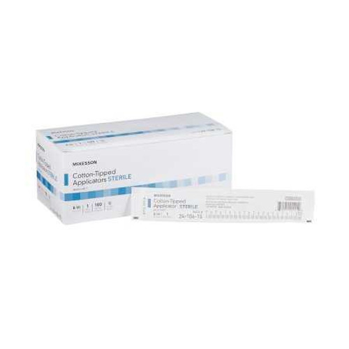 Swabstick McKesson Cotton Tip Wood Shaft 6 Inch Sterile 1 per Pack 24-106-1S Box of 100 24-106-1S McKesson 999736_BX