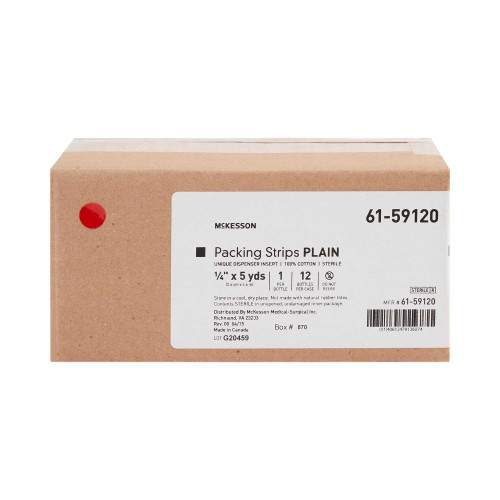 Wound Packing Strip McKesson Non-impregnated 1/4 Inch x 5 Yard Sterile Plain 61-59120 Case of 12 61-59120 McKesson 470436_CS