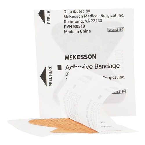 McKesson Adhesive Strip Fabric Tan 1-7/10 X 2 Inch Sterile, 16-4818, Box of 100