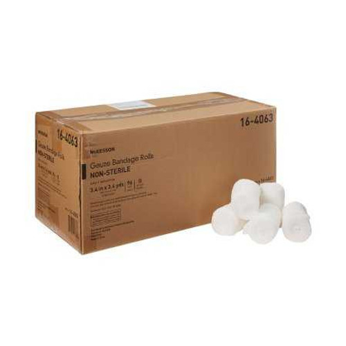 Bandage Roll McKesson Cotton Gauze 6-Ply 3-2/5 Inch X 3-3/5 Yard Roll NonSterile 16-4063 Case/96 16-4063 MCK BRAND 649420_CS