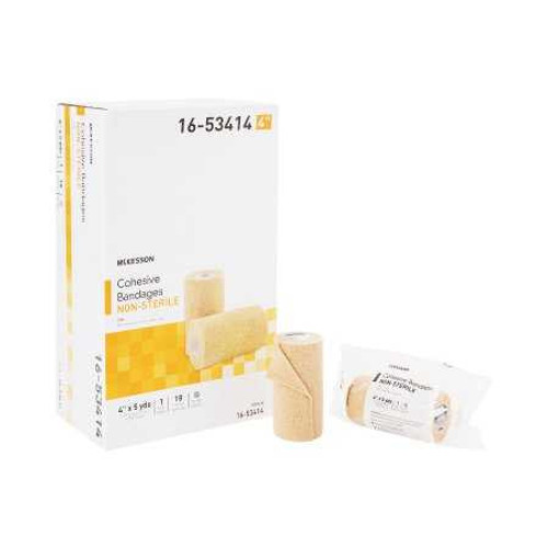 Cohesive Bandage McKesson 4 Inch X 5 Yard Standard Compression Self-adherent Closure Tan NonSterile 16-53414 Case/18 16-53414 MCK BRAND 520549_CS