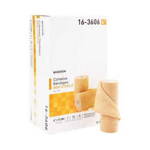 Cohesive Bandage McKesson 6 Inch X 5 Yard Standard Compression Self-adherent Closure Tan NonSterile 16-3606 Case/12 16-3606 MCK BRAND 464155_CS