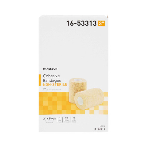 Cohesive Bandage McKesson 3 Inch X 5 Yard Standard Compression Self-adherent Closure Tan NonSterile 16-53313 Each/1 16-53313 MCK BRAND 520552_EA