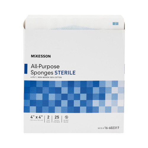 McKesson Nonwoven Sponge 4 X 4 Inch 4-Ply Sterile 2 per Pack, 16-602317, Pack of 1