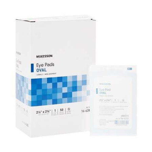 Eye Pad McKesson Cotton Filler / Spun Blown Polypropylene NonWoven Outer Layer 2-1/8 X 2-5/8 Inch Sterile 16-4282 Box/50 16-4282 MCK BRAND 467978_BX