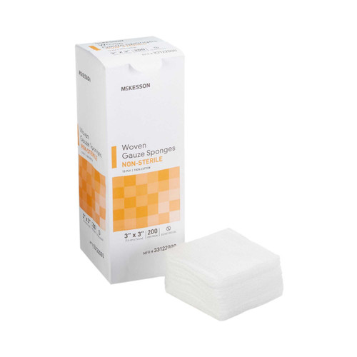 Gauze Sponge McKesson Cotton Gauze 12-Ply 3 X 3 Inch Square NonSterile 33122000 Case/4000 33122000 MCK BRAND 373776_CS