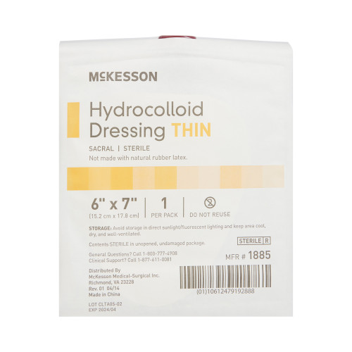 McKesson Thin Hydrocolloid Dressing Film Backing 6 X 7 Inch Sacral Hydrocolloid, 1885, Pack of 1