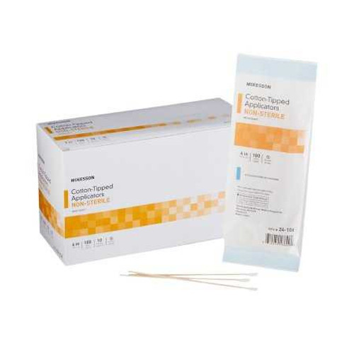 Swabstick McKesson Cotton Tip Wood Shaft 6 Inch NonSterile 100 per Pack 24-106 Case/10000 24-106 MCK BRAND 508716_CS