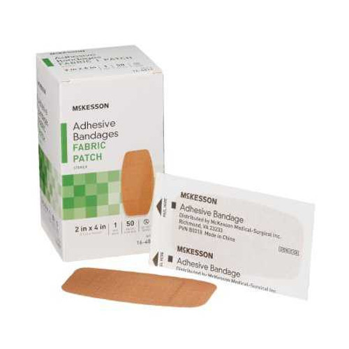 Adhesive Strip McKesson 2 X 4 Inch Fabric Rectangle Tan Sterile 16-4817 Case/1200 16-4817 MCK BRAND 514534_CS