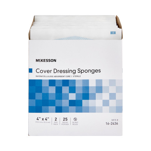 McKesson Cellulose Filled Nonwoven Sponge 4 X 4 Inch Sterile 2 per Pack, 16-2436, Pack of 1