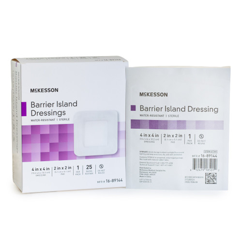McKesson Barrier Island Composite Dressing 4 X 4 Inch Square Sterile Water Resistant Film Backing, 16-89144, Case of 100