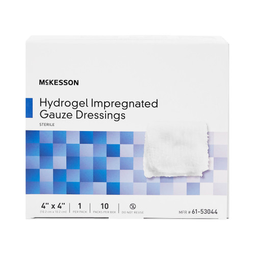 McKesson Hydrogel Wound Dressing Impregnated 4 X 4 Inch Sterile, 61-53044, Case of 40