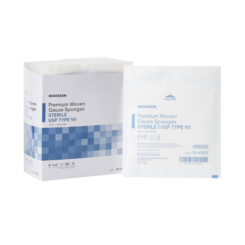 McKesson Gauze Sponge 4 X 4 Inch 12-Ply Sterile 1 per Pack, 16-42412, Case of 1200
