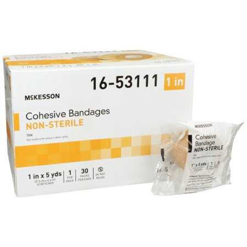 Cohesive Bandage McKesson 1 Inch X 5 Yard Standard Compression Self-adherent Closure Tan NonSterile 16-53111 Case/30 16-53111 MCK BRAND 520550_CS