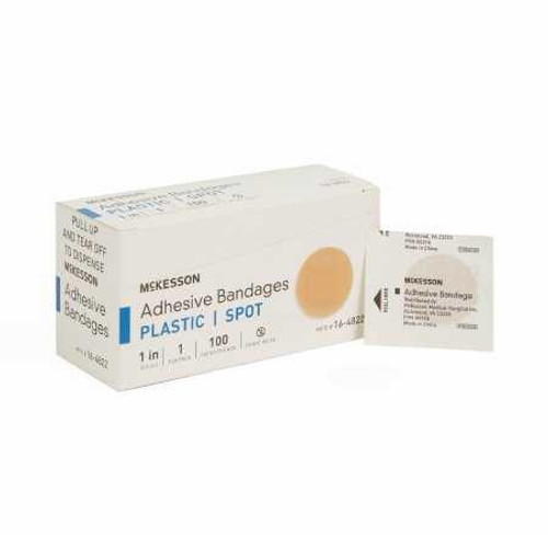 Adhesive Spot Bandage McKesson 1 Inch Diameter Plastic Round Tan Sterile 16-4822 Case/2400 16-4822 MCK BRAND 466877_CS