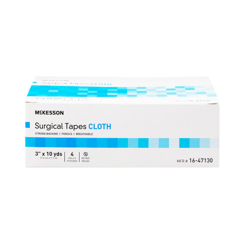 McKesson Medical Tape White 3 Inch X 10 Yard Silk-Like Cloth NonSterile, 16-47130, Case of 48