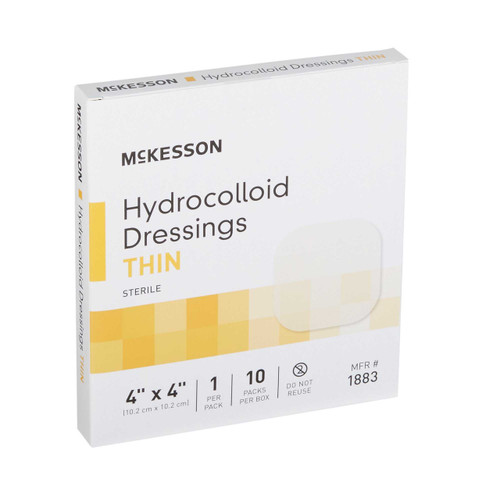 Hydrocolloid Dressing McKesson 4 X 4 Inch Square Sterile 1883 Case/200 1883 MCK BRAND 882982_CS