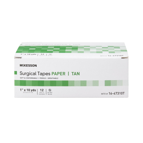 McKesson Medical Tape Tan 1 Inch X 10 Yard Paper NonSterile, 16-47310T, Case of 144