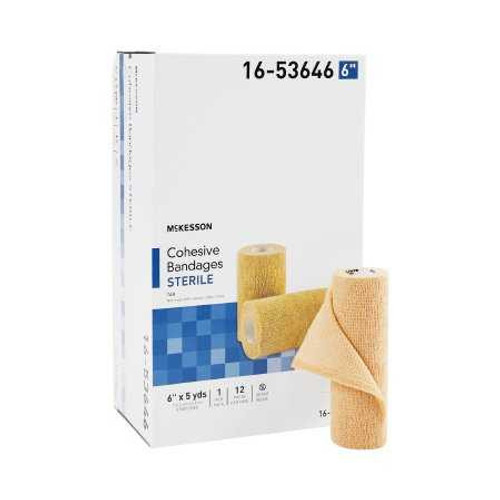 Cohesive Bandage McKesson 6 Inch X 5 Yard Standard Compression Self-adherent Closure Tan Sterile 16-53646 Case/12 16-53646 MCK BRAND 520554_CS