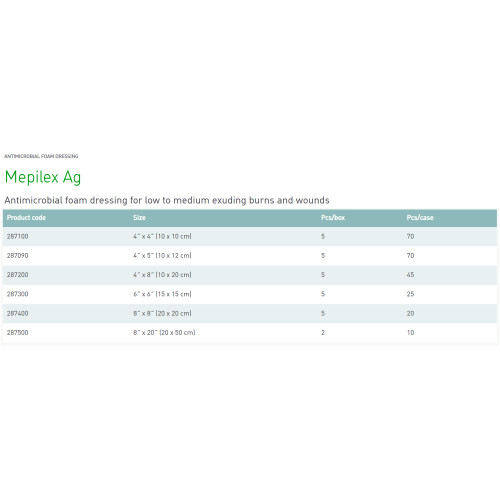Mepilex Ag Silver Foam Dressing 4 X 4 Inch Square Sterile, 287100, Pack of 1