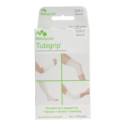 Tubigrip Elastic Tubular Support Bandage 3-1/2 Inch X 1 Yard Large Ankle / Medium Knee / Small Thigh Pull On Natural NonSterile Size E Standard Compression, 1528, Pack of 1