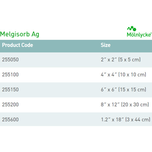 Melgisorb Ag Silver Alginate Dressing 2 X 2 Inch Square Sterile, 255050, Box of 10