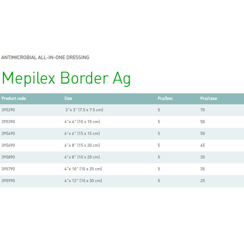 Mepilex Border Ag Silver Foam Dressing 4 X 10 Inch Rectangle Sterile, 395790, Case of 35