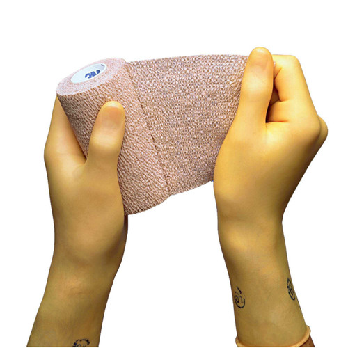 Cohesive Bandage 3M Coban 4 Inch X 5 Yard Standard Compression Self-adherent Closure Tan NonSterile 1584 Box/18 1584 3M 684274_BX