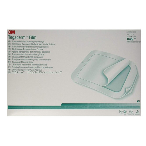 3M Tegaderm Transparent Film Dressing 8 X 12 Inch Frame Style Delivery Rectangle Sterile, 1629, Box of 10