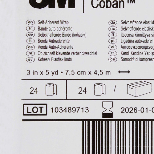 Cohesive Bandage 3M Coban 3 Inch X 5 Yard Standard Compression Self-adherent Closure Tan NonSterile 1583 Case/24 1583 3M 481237_CS