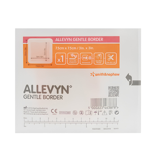 Allevyn Gentle Border Foam Dressing 3 X 3 Inch With Border Film Backing Silicone Gel Adhesive Square Sterile, 66800276, Pack of 1