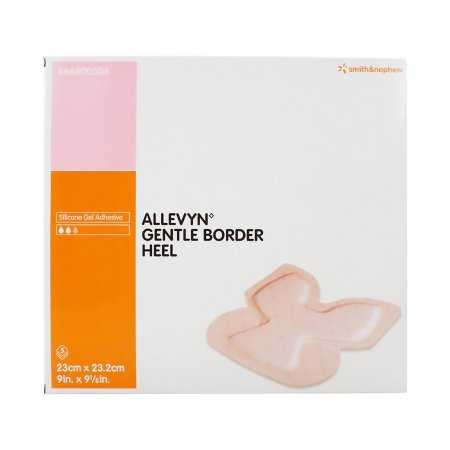 Silicone Foam Dressing Allevyn Gentle Border Heel 9 X 9 Inch Heel Adhesive with Border Sterile 66800506 Box/5 66800506 UNITED / SMITH & NEPHEW 729695_BX