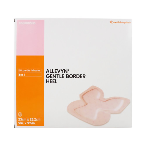 Allevyn Gentle Border Heel Foam Dressing 9 X 9-1/8 Inch With Border Film Backing Silicone Gel Adhesive Heel Sterile, 66800506, Box of 5
