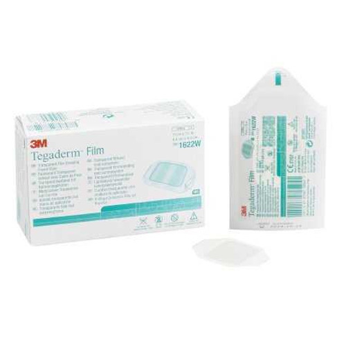 Transparent Film Dressing 3M Tegaderm Rectangle 1-3/4 X 1-3/4 Inch Frame Style Delivery With Label Sterile 1622W Box/100 1622W 3M 264435_BX