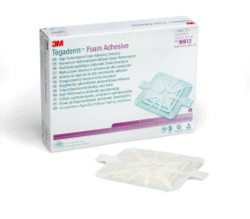 3M Tegaderm High Performance Foam Dressing 5-5/8 X 5-5/8 Inch With Border Film Backing Acrylic Adhesive Square Sterile, 90612, Box of 10
