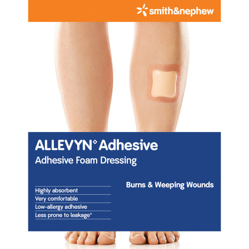Allevyn Adhesive Foam Dressing 7 X 7 Inch With Border Film Backing Adhesive Square Sterile, 66020045, Pack of 1