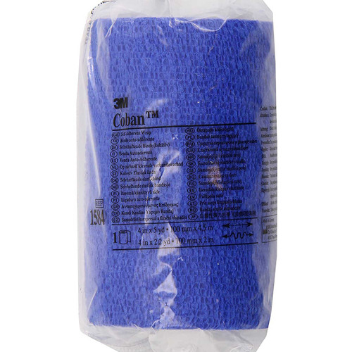 Cohesive Bandage 3M™ Coban™ 4 Inch x 5 Yard Self-Adherent Closure Blue NonSterile Standard Compression 1584B Pack of 1 1584B 3M™ Coban™ 176494_EA