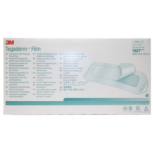 3M Tegaderm Transparent Film Dressing 4 X 10 Inch Frame Style Delivery Rectangle Sterile, 1627, Box of 20