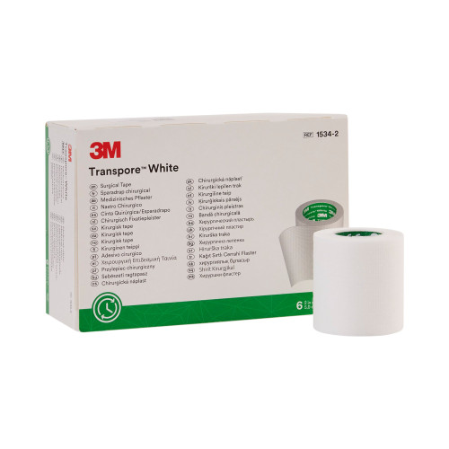 3M Transpore White Medical Tape White 2 Inch X 10 Yard Plastic NonSterile, 1534-2, Box of 6