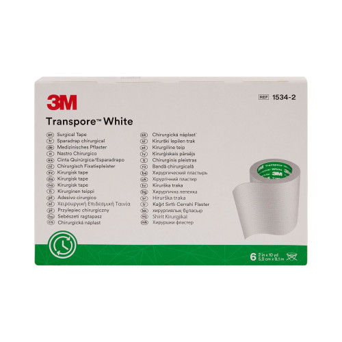 3M Transpore White Medical Tape White 2 Inch X 10 Yard Plastic NonSterile, 1534-2, Box of 6