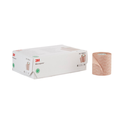 3M Micropore Medical Tape Tan 2 Inch X 10 Yard Paper NonSterile, 1533-2, Box of 6