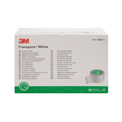 3M Transpore White Medical Tape White 1 Inch X 10 Yard Plastic NonSterile, 1534-1, Roll of 1