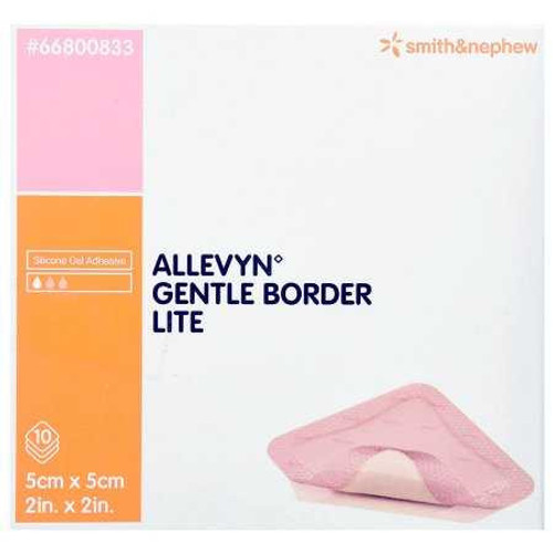 Thin Silicone Foam Dressing Allevyn Gentle Border Lite 2 X 2 Inch Square Adhesive with Border Sterile 66800833 Case/60 66800833 UNITED / SMITH & NEPHEW 774549_CS